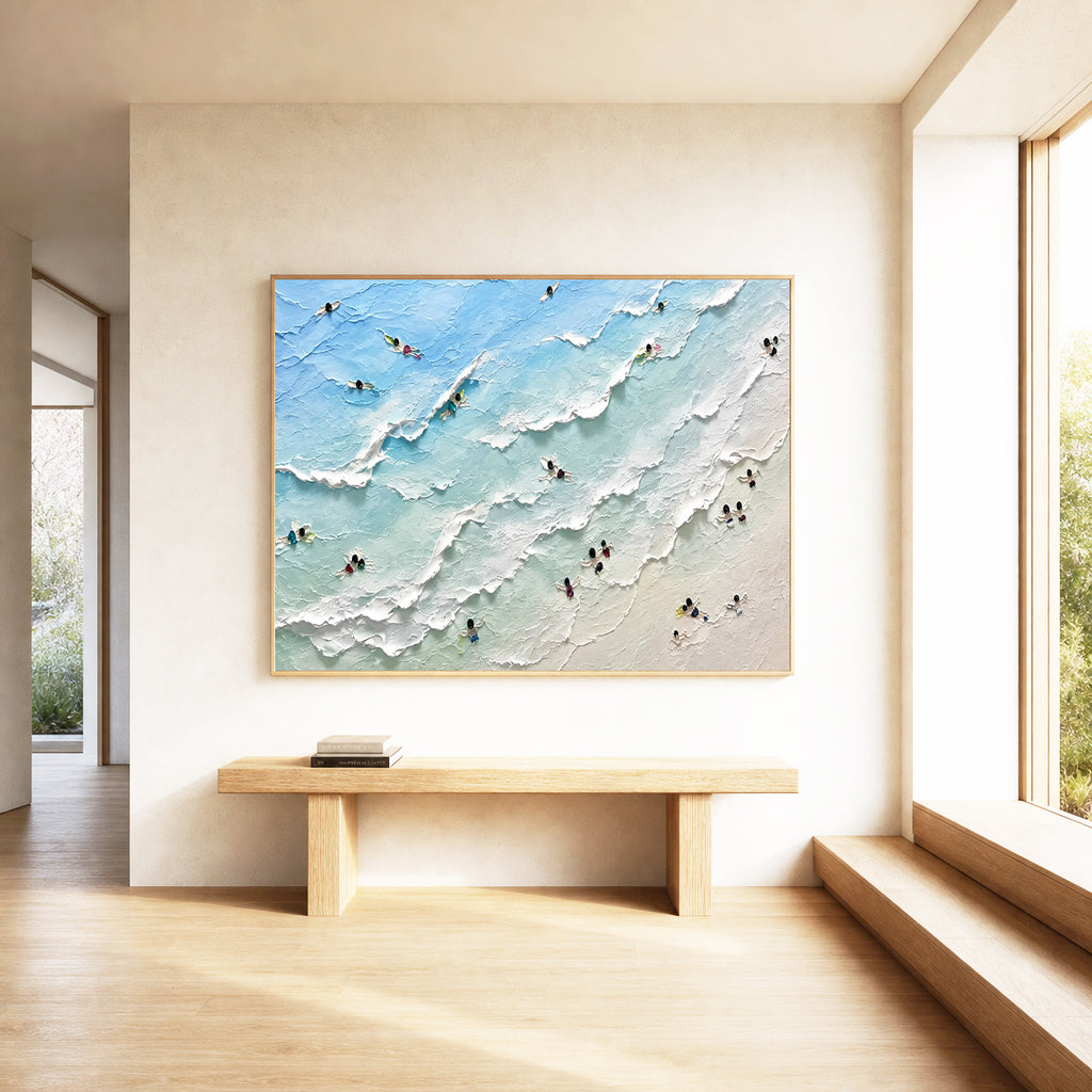 Ocean Drift Hand-Painted Abstract Ocean Painting | Aerial Wave Wall Art | Modern Coastal Canvas