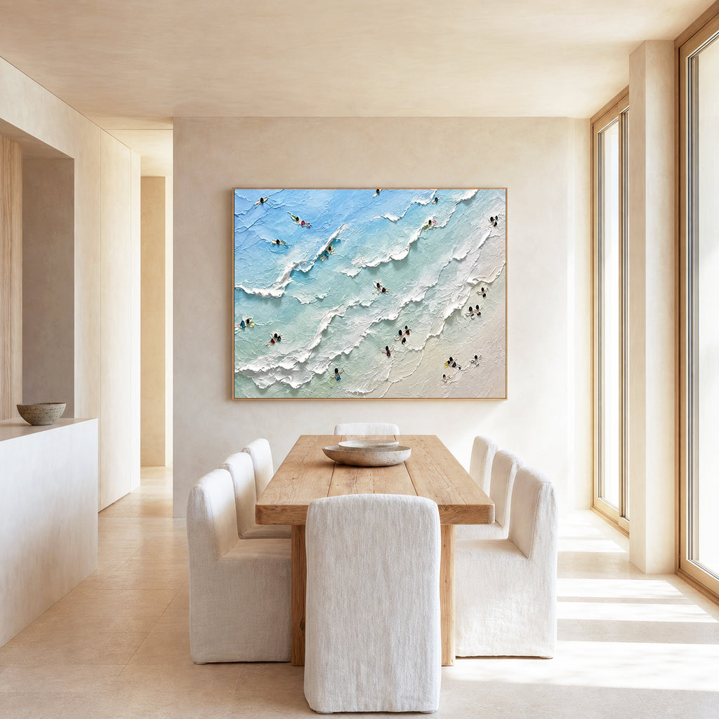Ocean Drift Hand-Painted Abstract Ocean Painting | Aerial Wave Wall Art | Modern Coastal Canvas