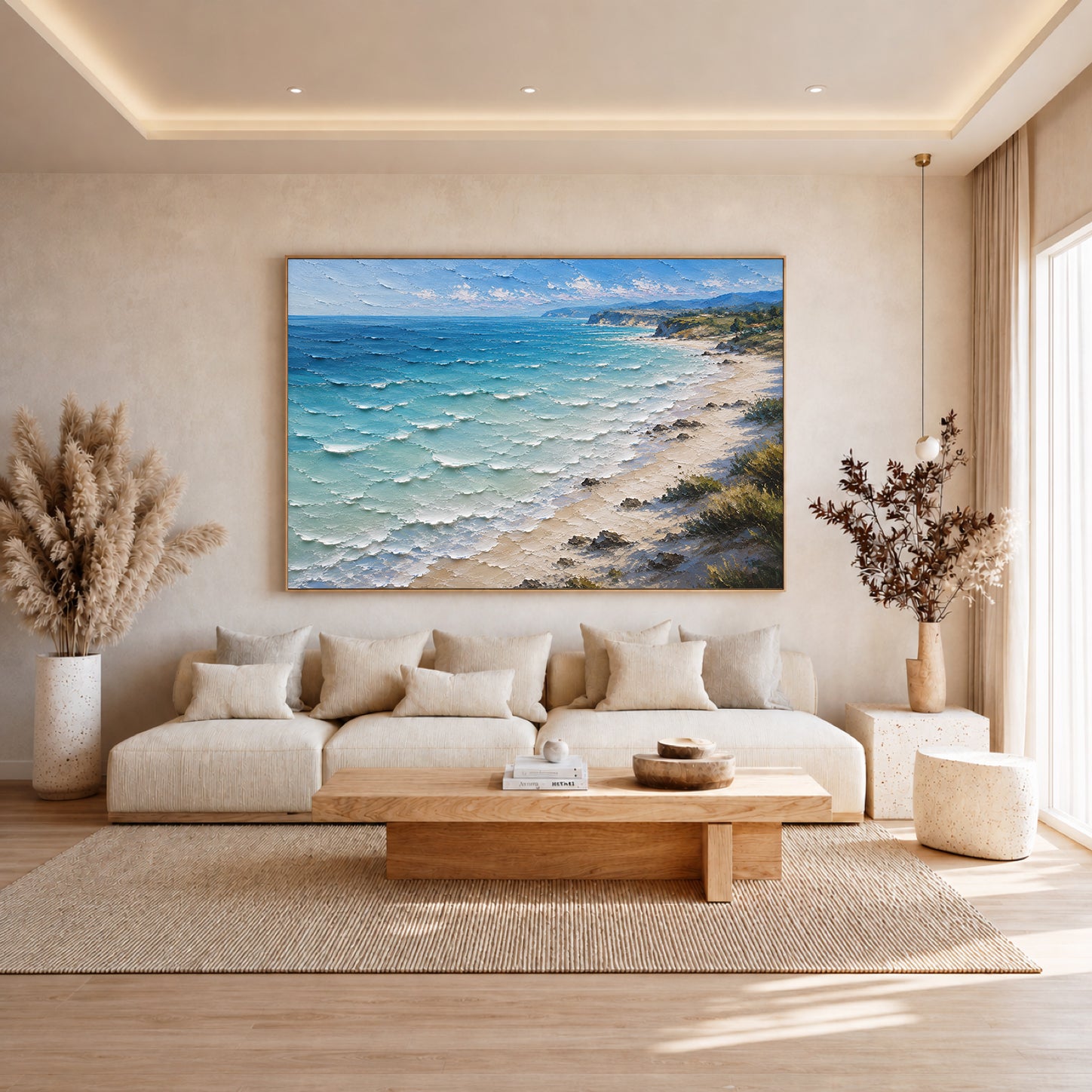 Azure Coast Hand-Painted Coastal Landscape | Textured Ocean Painting | Australian Beach Wall Art