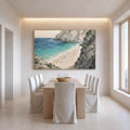 Hidden Cove Hand-Painted Coastal Landscape Painting | Turquoise Beach Wall Art | Ocean Cliff Canvas