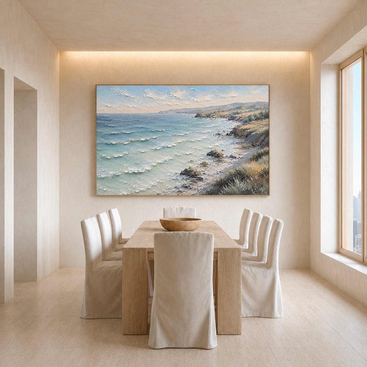 Rocky Coast Hand-Painted Coastal Landscape | Australian Seascape Wall Art | Textured Ocean Canvas
