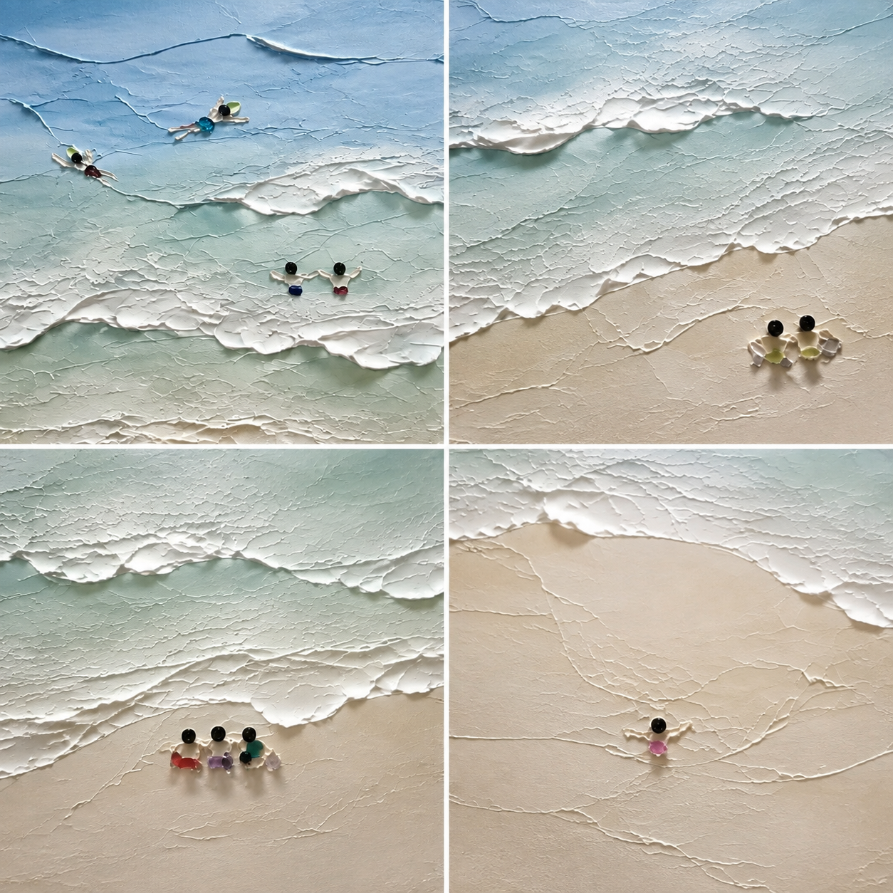 Coastal Moments Hand-Painted Abstract Ocean Painting | Aerial Beach Wall Art | Modern Coastal Canvas