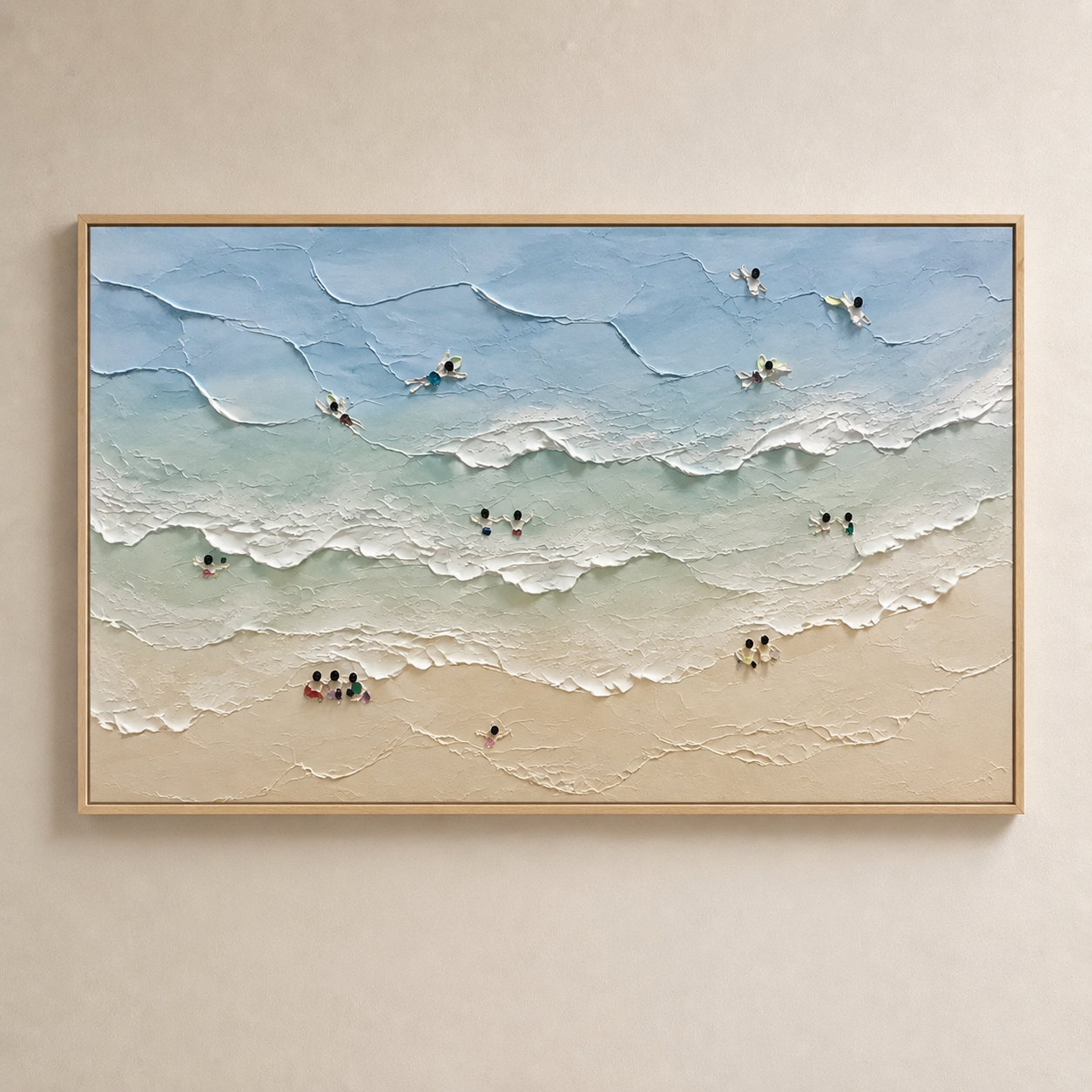 Coastal Moments Hand-Painted Abstract Ocean Painting | Aerial Beach Wall Art | Modern Coastal Canvas