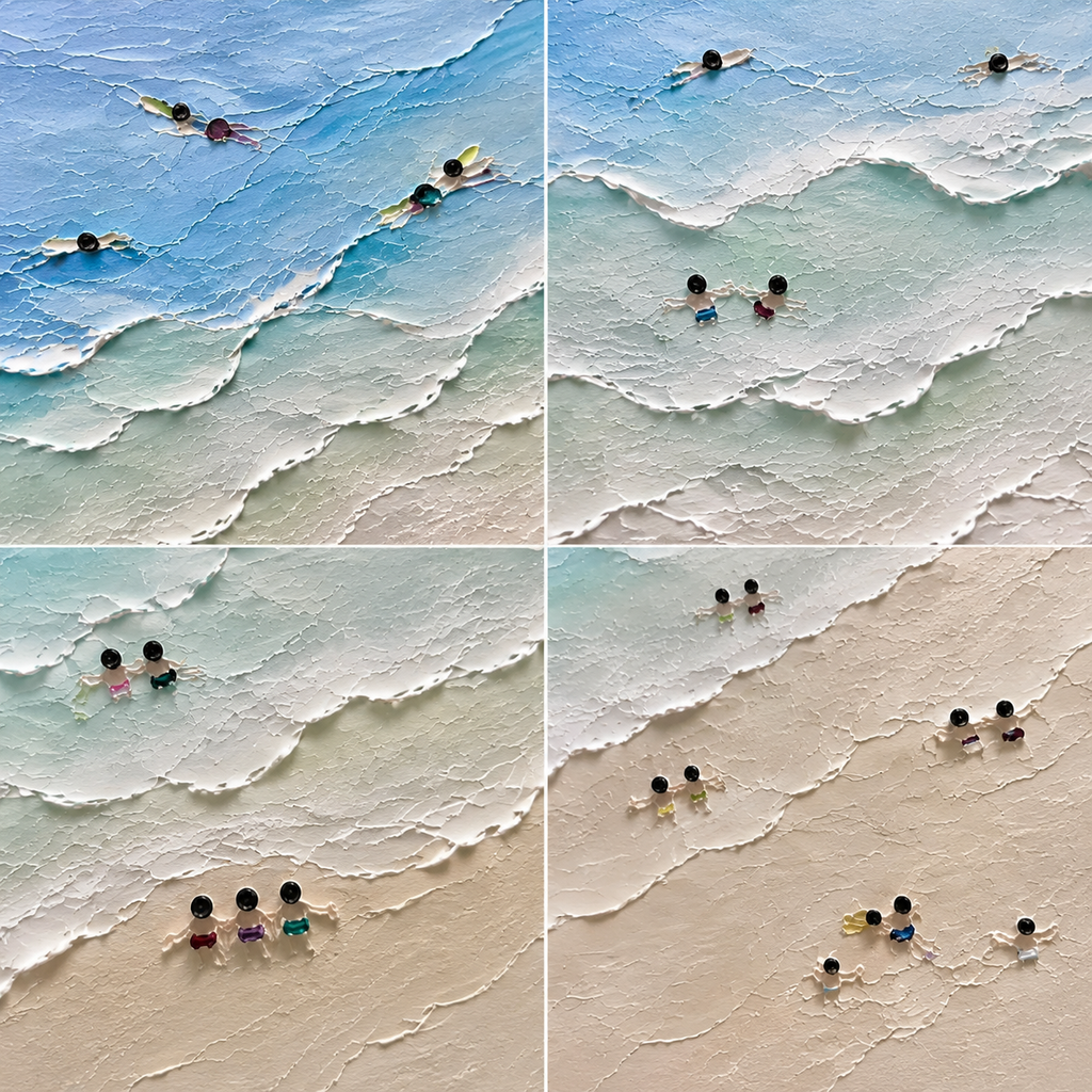 Ocean Drift Hand-Painted Abstract Ocean Painting | Aerial Wave Wall Art | Modern Coastal Canvas