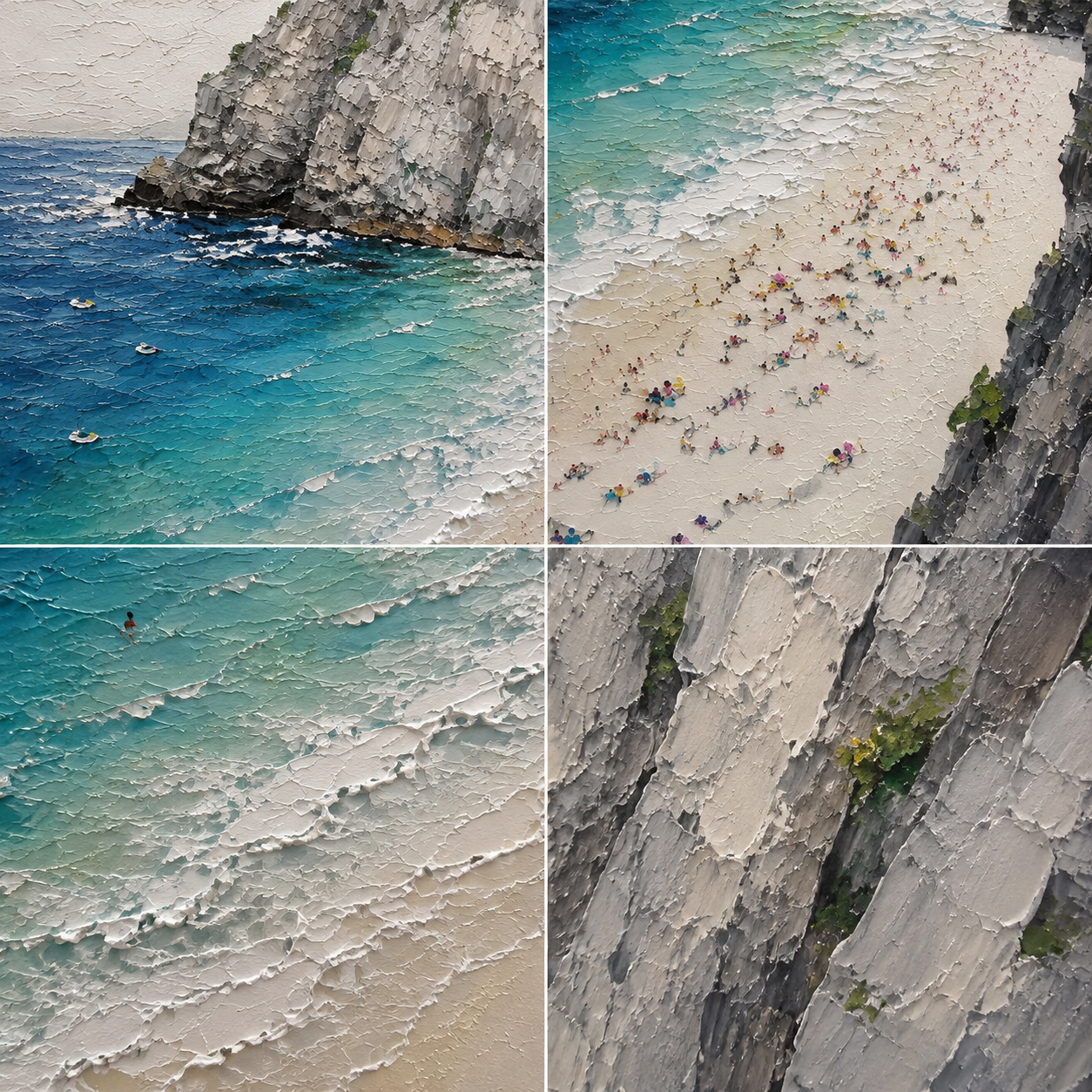 Hidden Cove Hand-Painted Coastal Landscape Painting | Turquoise Beach Wall Art | Ocean Cliff Canvas