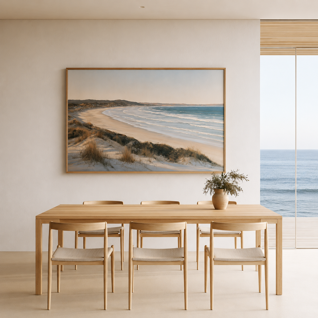 Australian Coastal Landscape Painting | Neutral Beach Wall Art | Contemporary Ocean Canvas | Coastal Home Decor
