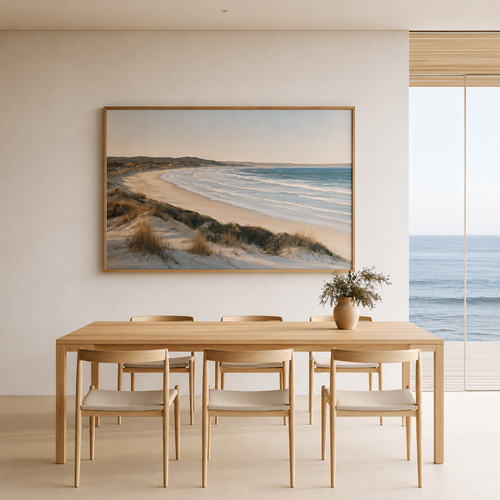 Australian Coastal Landscape Painting | Neutral Beach Wall Art | Contemporary Ocean Canvas | Coastal Home Decor