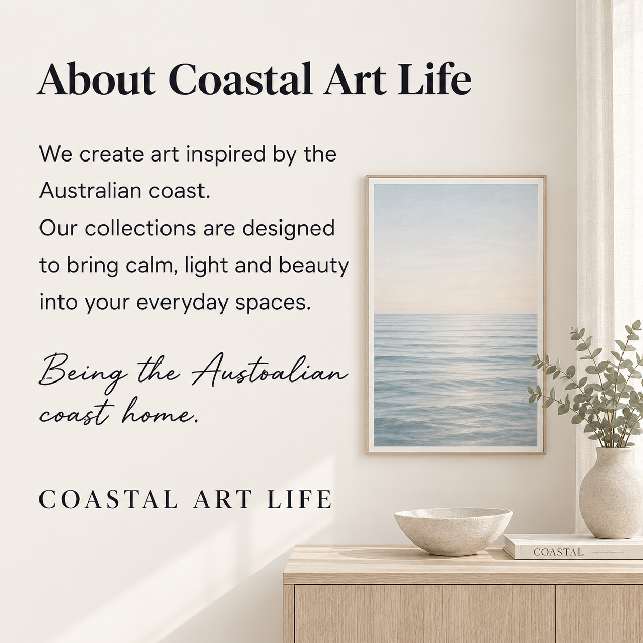 Australian Coastal Landscape Painting | Neutral Beach Wall Art | Contemporary Ocean Canvas | Coastal Home Decor