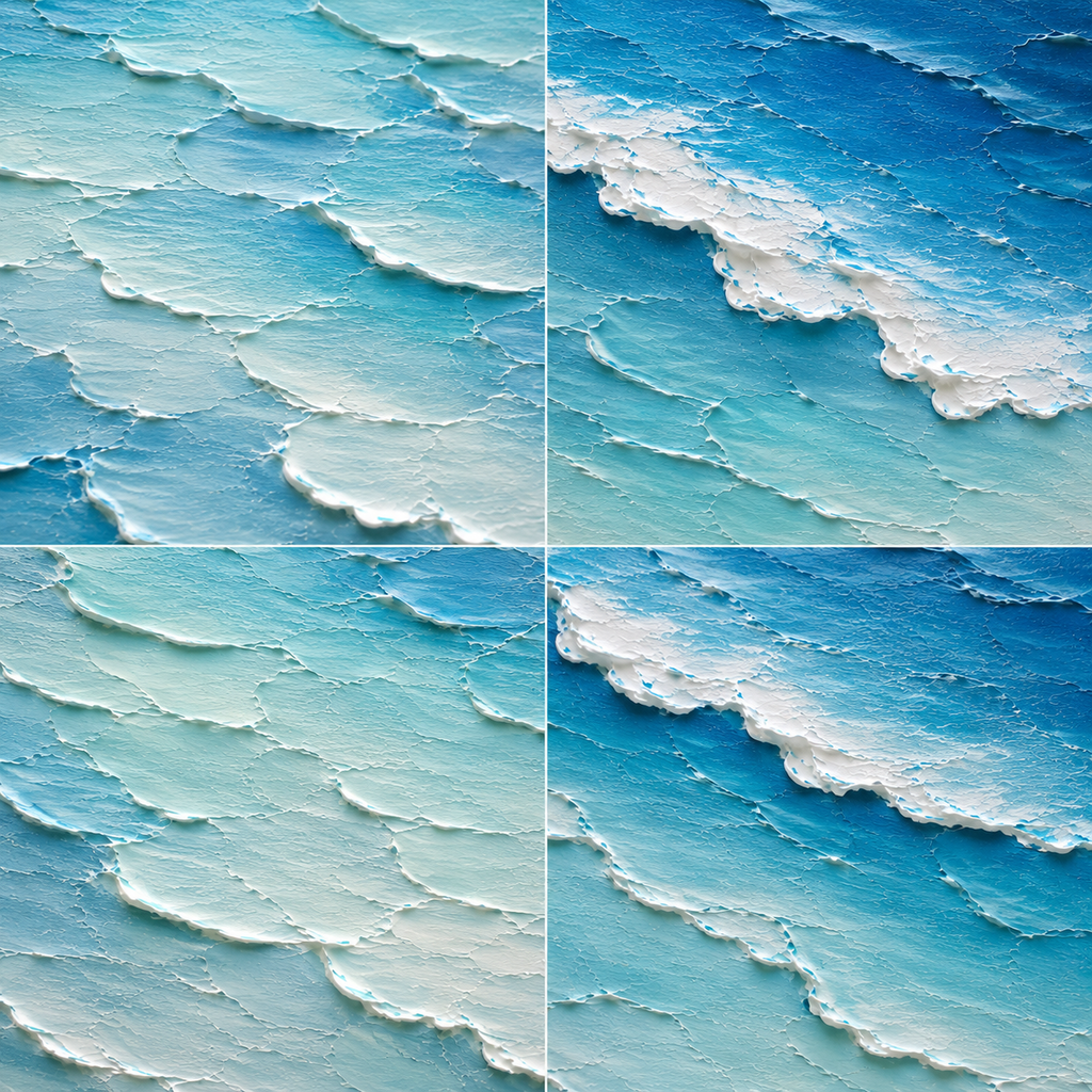 Endless Blue Hand-Painted Ocean Painting | Aerial Seascape Wall Art | Textured Coastal Canvas