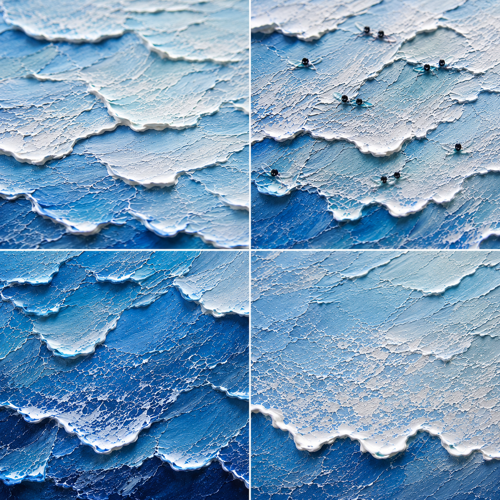 Surf Break Hand-Painted Ocean Painting | Aerial Surfer Wall Art | Coastal Wave Canvas