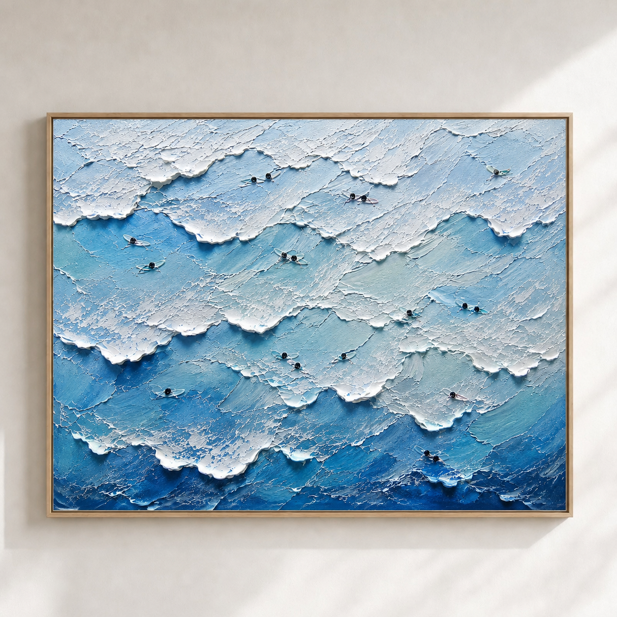 Surf Break Hand-Painted Ocean Painting | Aerial Surfer Wall Art | Coastal Wave Canvas