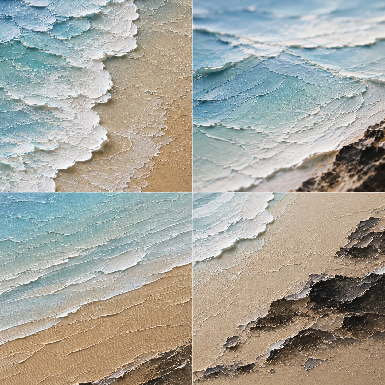 Surf Line Coastal Landscape Painting | Aerial Surf Wall Art | Textured Ocean Canvas