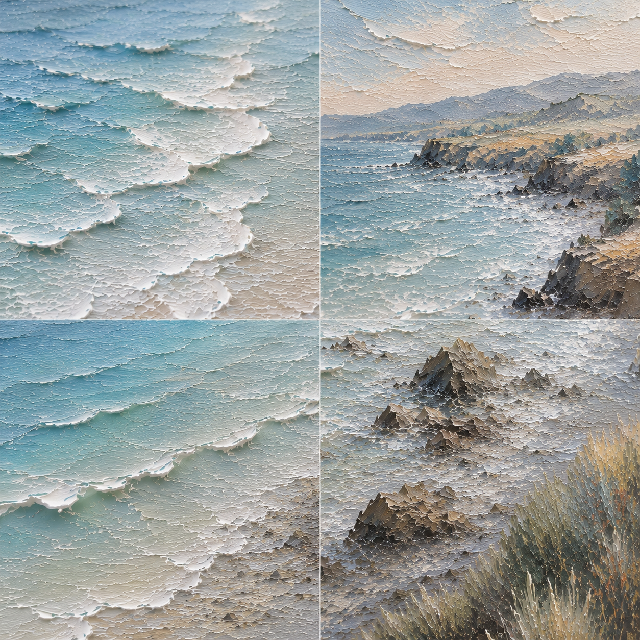 Rocky Coast Hand-Painted Coastal Landscape | Australian Seascape Wall Art | Textured Ocean Canvas