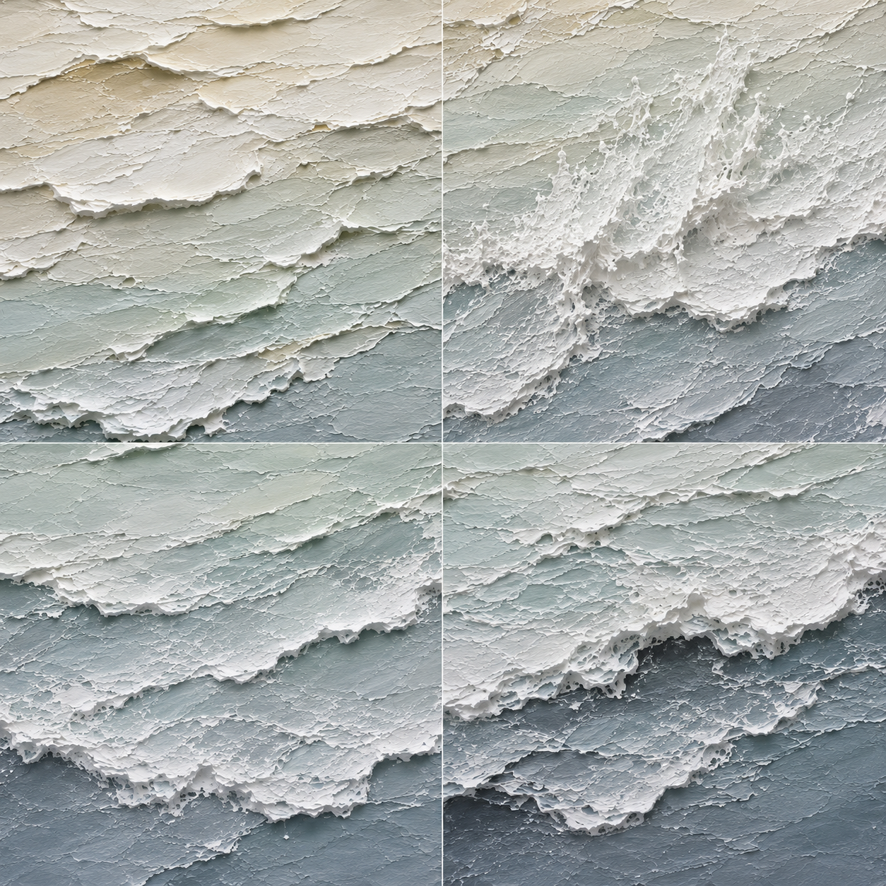 Sea Foam Hand-Painted Textured Coastal Wall Art | Neutral Ocean Abstract | Palette Knife Canvas Painting