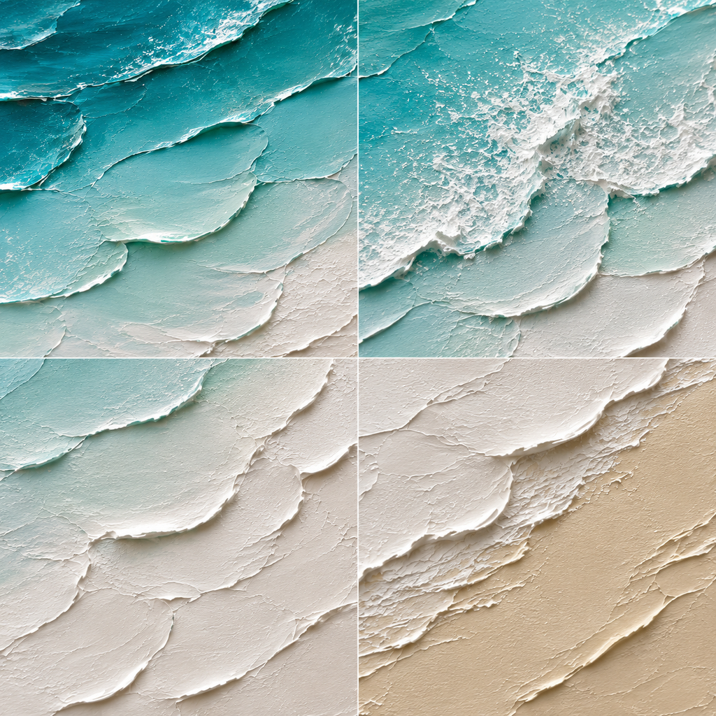 Coastal Layers Hand-Painted Abstract Coastal Wall Art | Textured Beach Painting | Modern Ocean Canvas