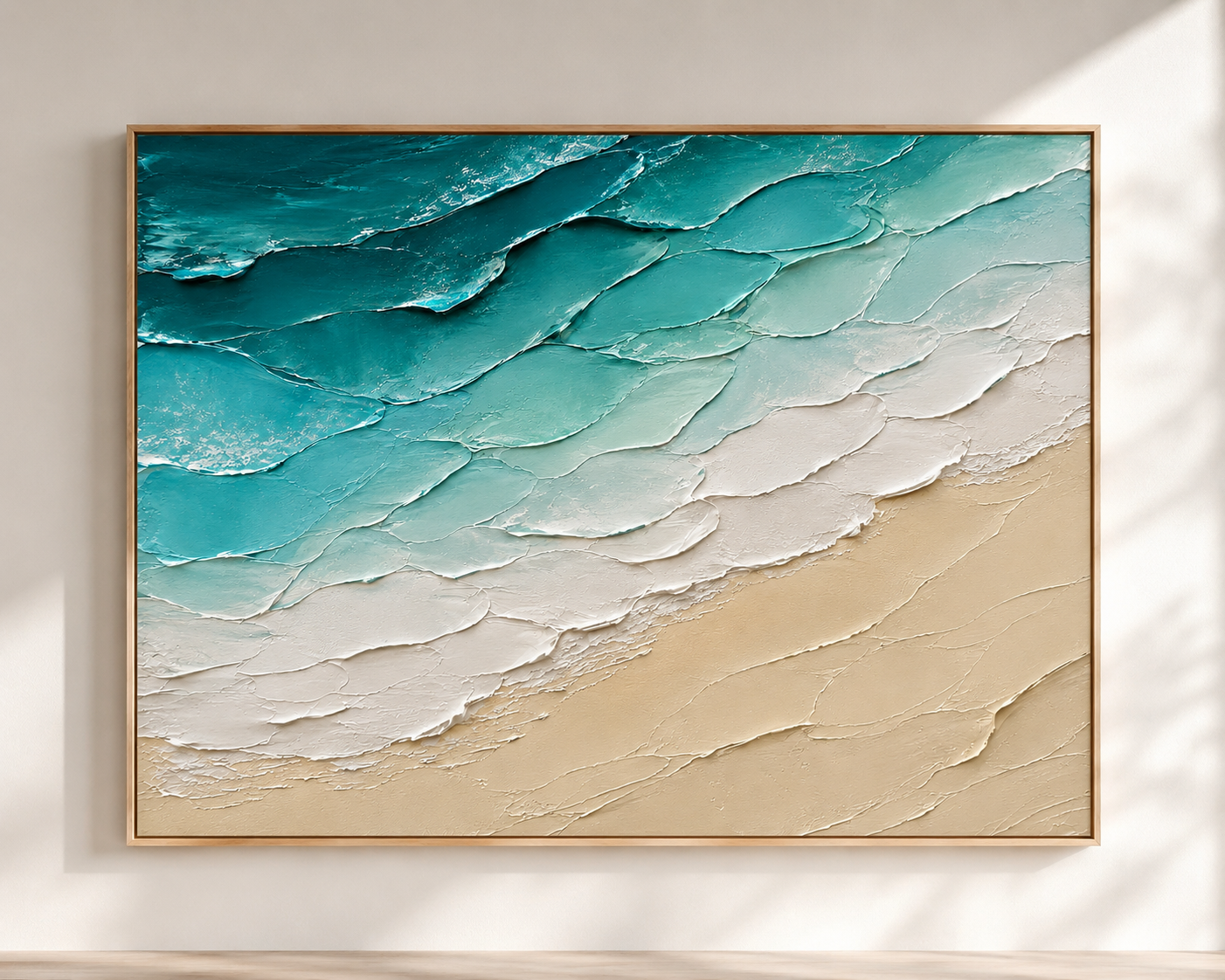 Coastal Layers Hand-Painted Abstract Coastal Wall Art | Textured Beach Painting | Modern Ocean Canvas