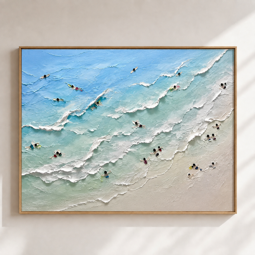 Ocean Drift Hand-Painted Abstract Ocean Painting | Aerial Wave Wall Art | Modern Coastal Canvas