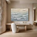Sea Foam Hand-Painted Textured Coastal Wall Art | Neutral Ocean Abstract | Palette Knife Canvas Painting