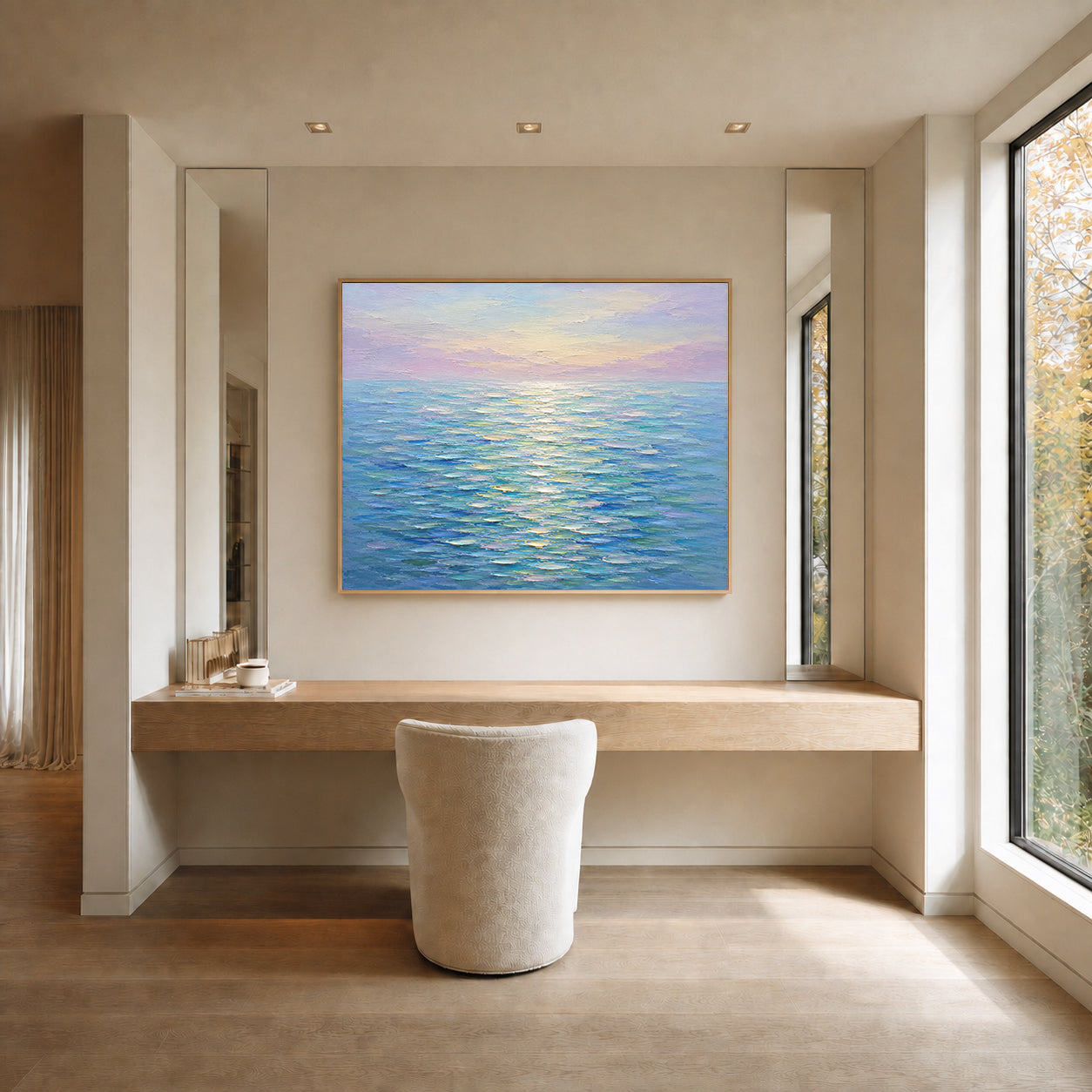 Ocean Glow Hand-Painted Abstract Seascape | Colourful Coastal Wall Art | Textured Ocean Canvas