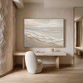 Quiet Horizon Hand-Painted Neutral Coastal Wall Art | Minimalist Ocean Painting | Textured Canvas